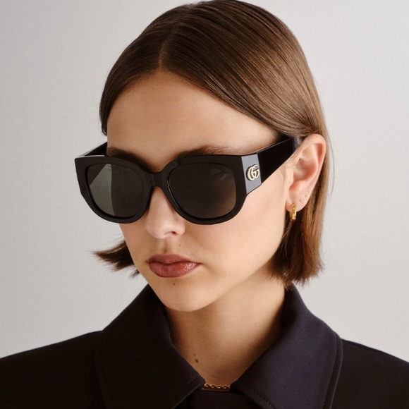 NEW GG1599SA 001 GUCCI BLACK GREY OVERSIZED WOMEN GUCCI SUNGLASSES - Picture 2 of 13